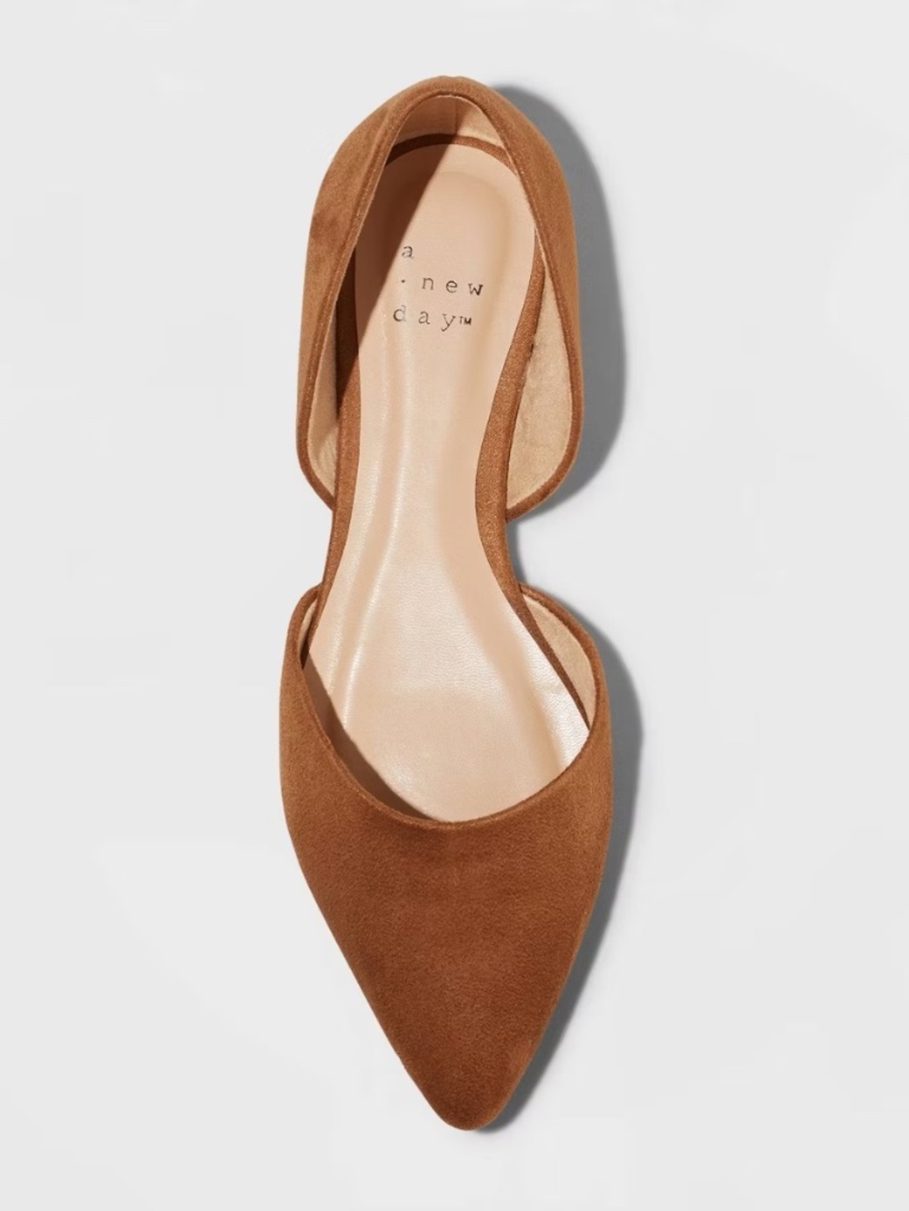 a new day Brown Suede Pointed D'Orsay Flat